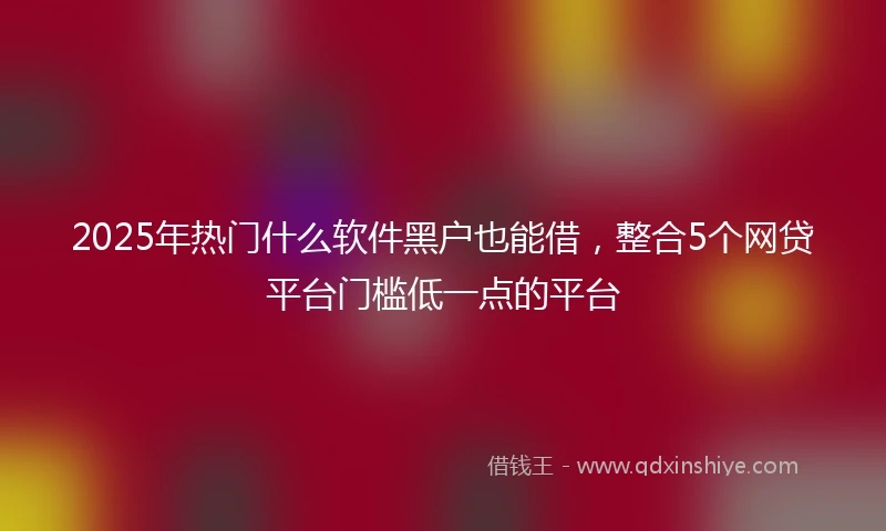 2025年热门什么软件黑户也能借，整合5个网贷平台门槛低一点的平台