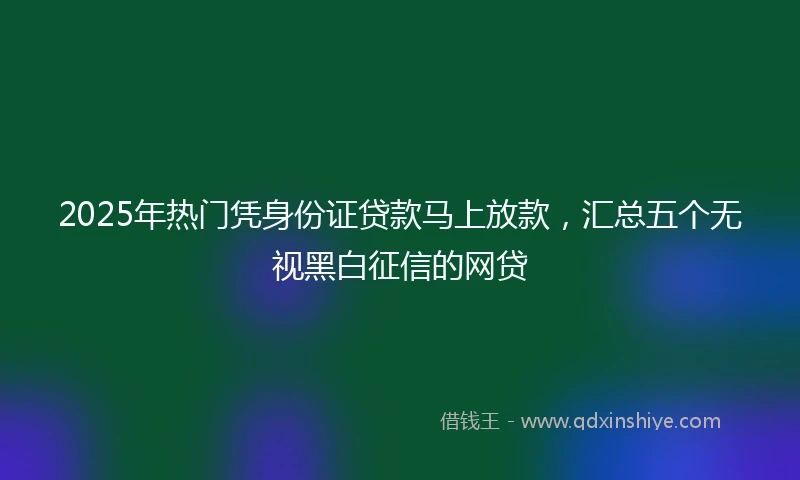 2025年热门凭身份证贷款马上放款，汇总五个无视黑白征信的网贷