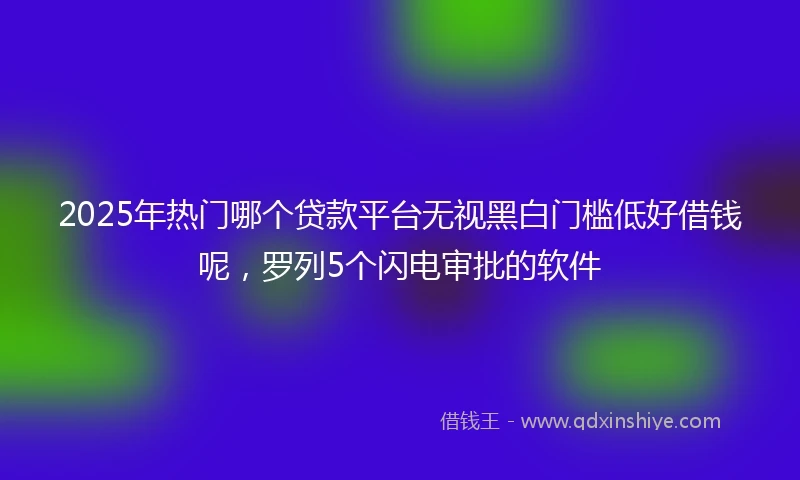 2025年热门哪个贷款平台无视黑白门槛低好借钱呢,罗列5个闪电审批的软件