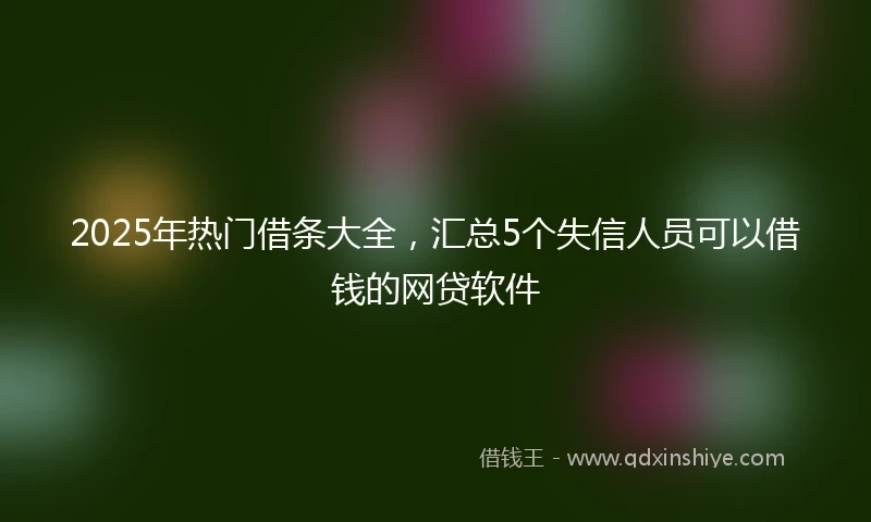 2025年热门借条大全，汇总5个失信人员可以借钱的网贷软件