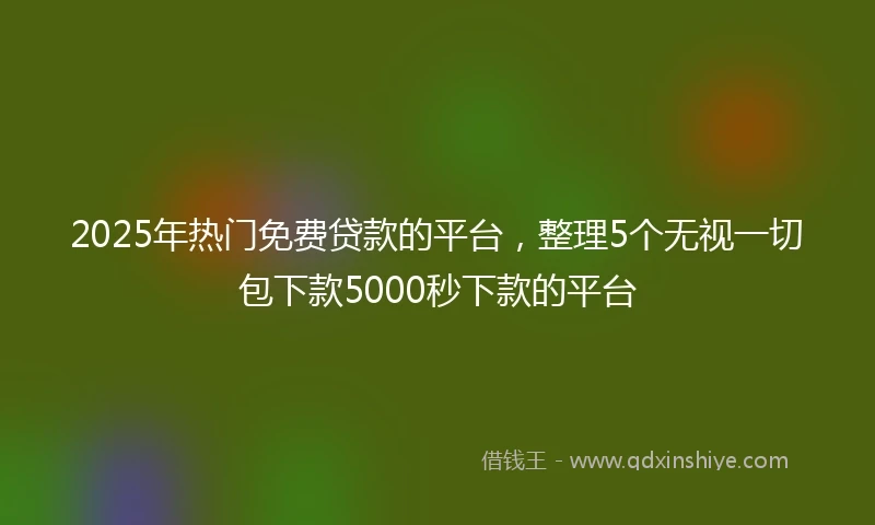 2025年热门免费贷款的平台,整理5个无视一切包下款5000秒下款的平台