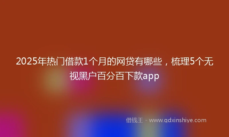 2025年热门借款1个月的网贷有哪些，梳理5个无视黑户百分百下款app