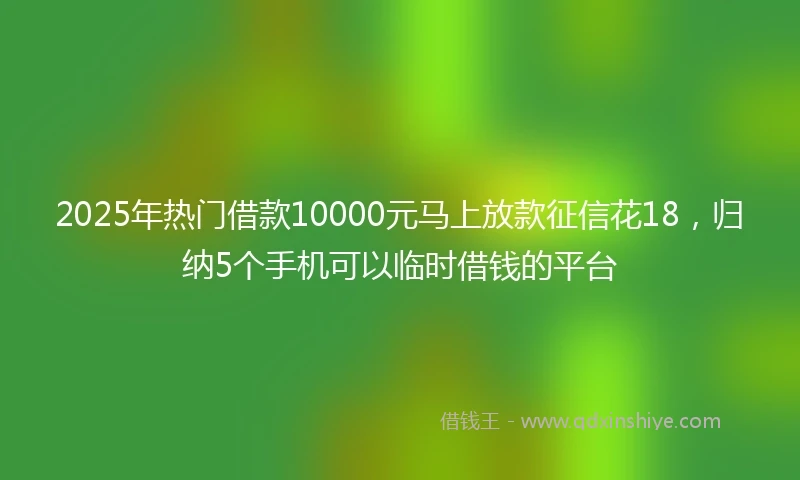 2025年热门借款10000元马上放款征信花18，归纳5个手机可以临时借钱的平台