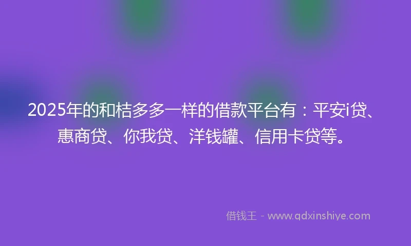 2025年的和桔多多一样的借款平台有：平安i贷、惠商贷、你我贷、洋钱罐、信用卡贷等。