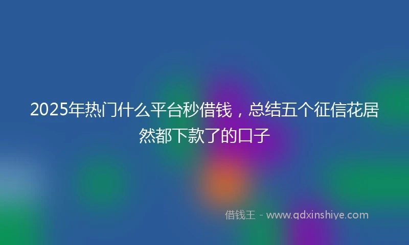 2025年热门什么平台秒借钱,总结五个征信花居然都下款了的口子