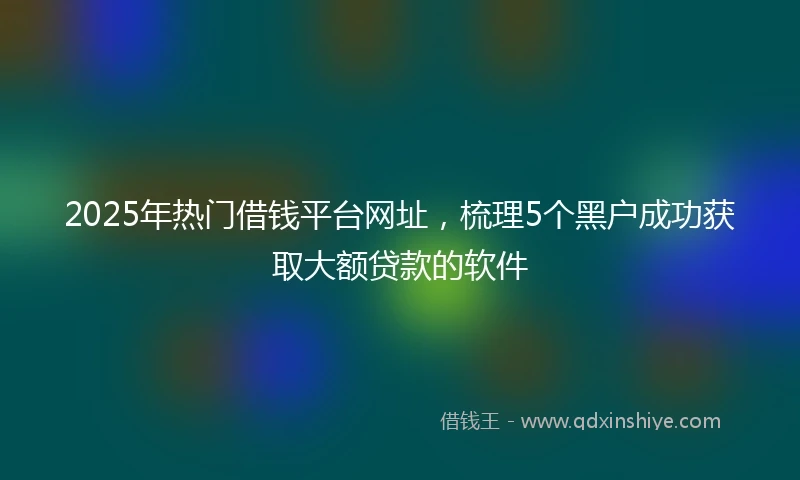 2025年热门借钱平台网址，梳理5个黑户成功获取大额贷款的软件