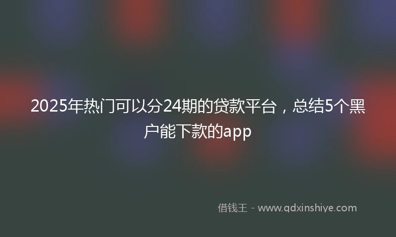 2025年热门可以分24期的贷款平台，总结5个黑户能下款的app