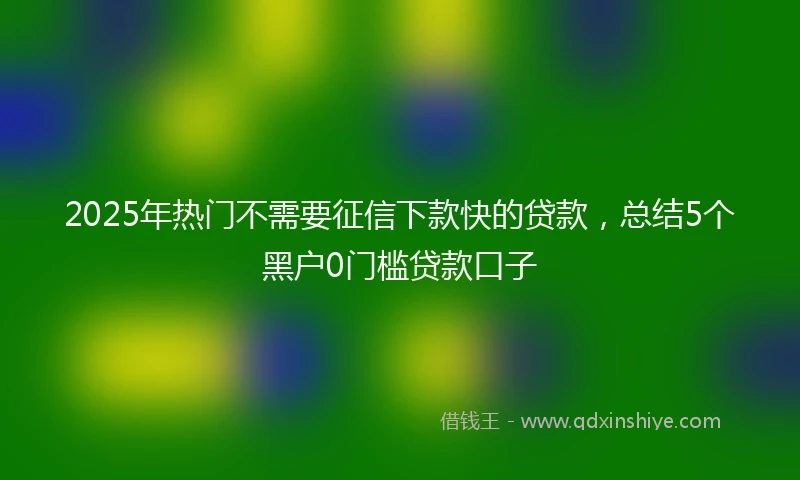 2025年热门不需要征信下款快的贷款，总结5个黑户0门槛贷款口子