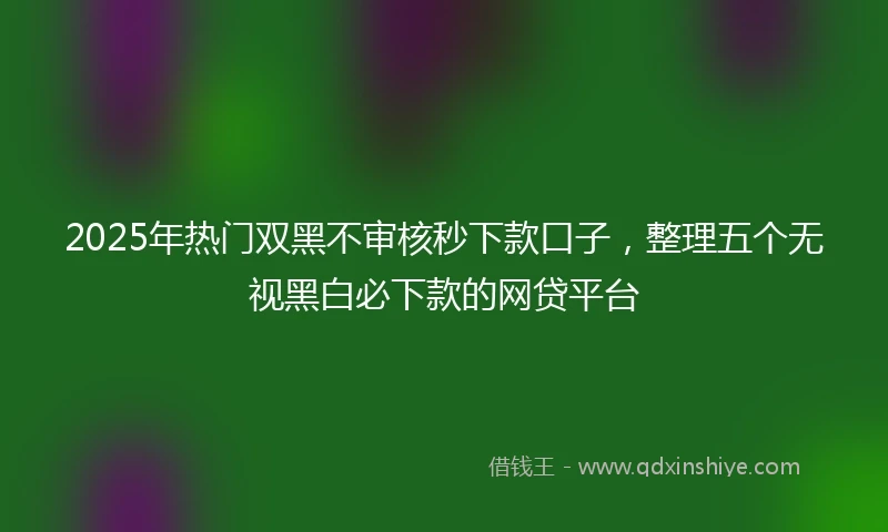 2025年热门双黑不审核秒下款口子，整理五个无视黑白必下款的网贷平台
