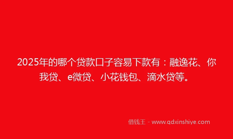 2025年的哪个贷款口子容易下款有：融逸花、你我贷、e微贷、小花钱包、滴水贷等。
