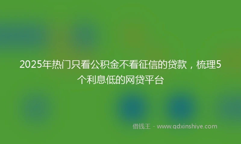 2025年热门只看公积金不看征信的贷款，梳理5个利息低的网贷平台