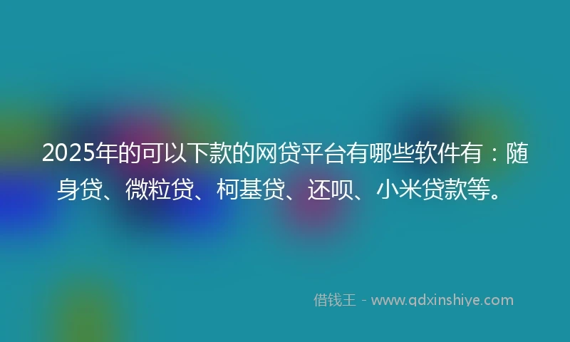 2025年的可以下款的网贷平台有哪些软件有：随身贷、微粒贷、柯基贷、还呗、小米贷款等。