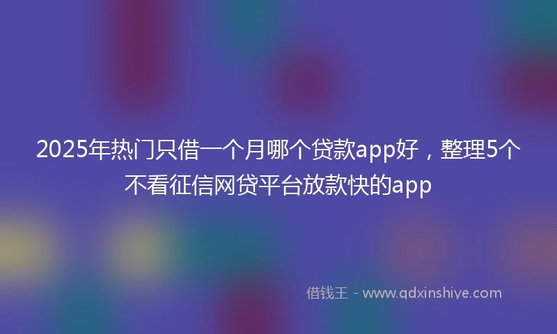 2025年热门只借一个月哪个贷款app好，整理5个不看征信网贷平台放款快的app