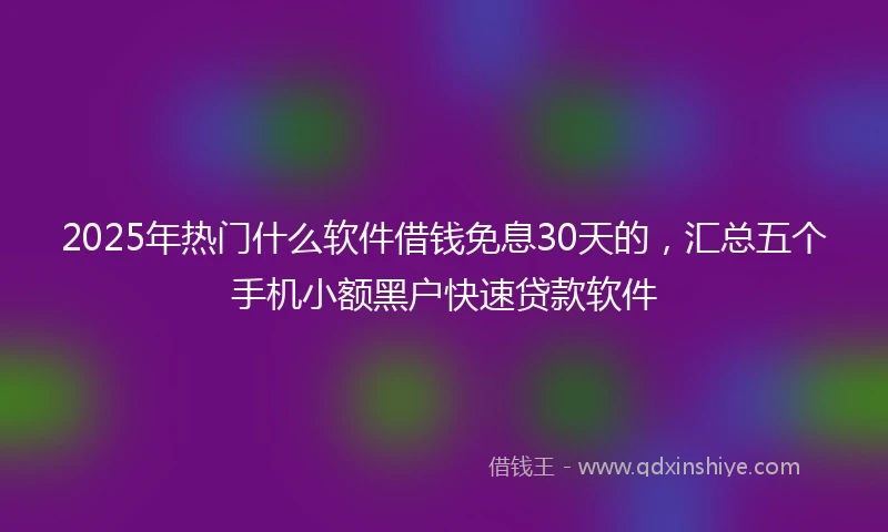 2025年热门什么软件借钱免息30天的，汇总五个手机小额黑户快速贷款软件