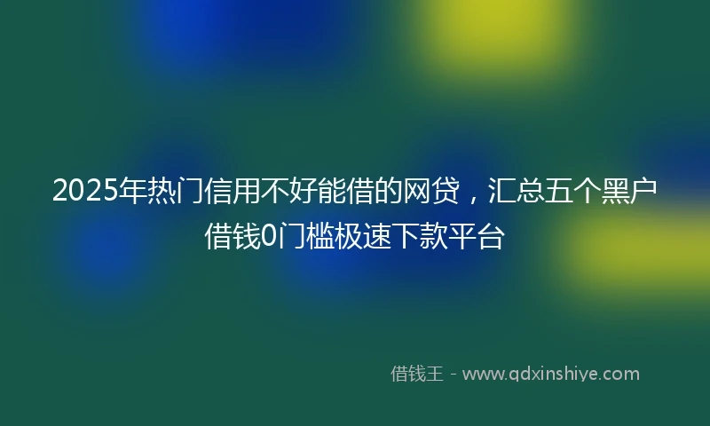 2025年热门信用不好能借的网贷，汇总五个黑户借钱0门槛极速下款平台