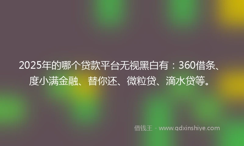 2025年的哪个贷款平台无视黑白有：360借条、度小满金融、替你还、微粒贷、滴水贷等。