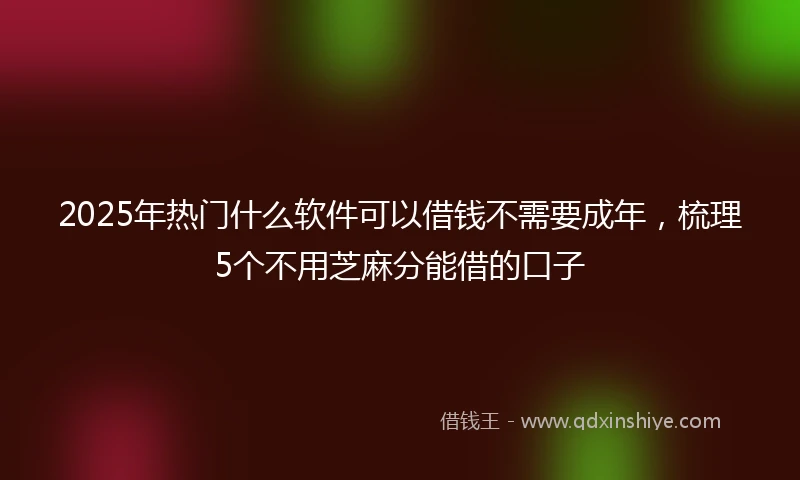 2025年热门什么软件可以借钱不需要成年，梳理5个不用芝麻分能借的口子