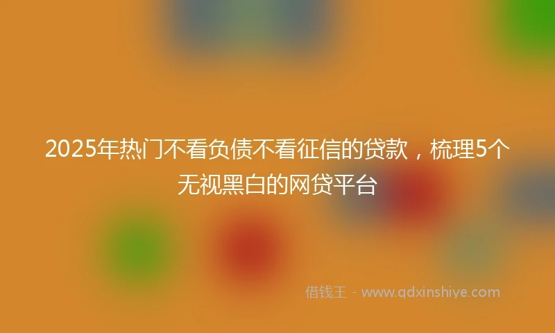 2025年热门不看负债不看征信的贷款，梳理5个无视黑白的网贷平台
