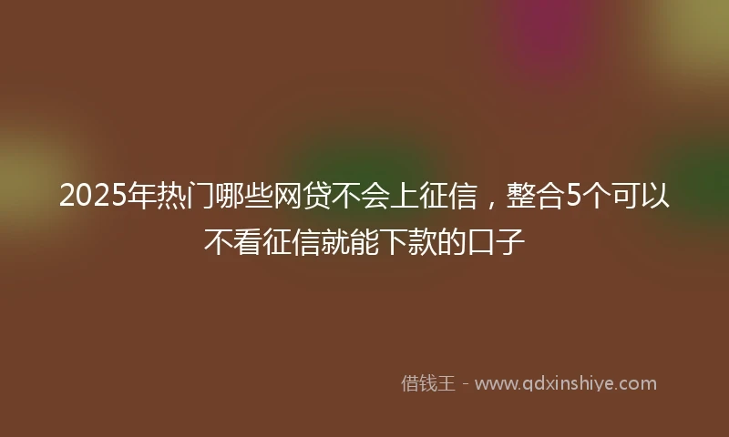 2025年热门哪些网贷不会上征信，整合5个可以不看征信就能下款的口子