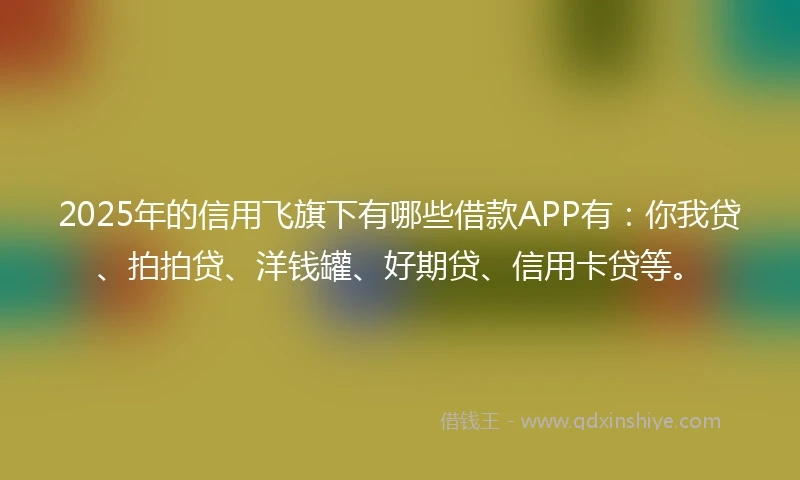 2025年的信用飞旗下有哪些借款APP有:你我贷、拍拍贷、洋钱罐、好期贷、信用卡贷等。