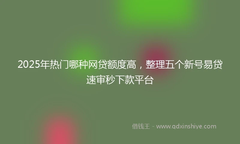 2025年热门哪种网贷额度高，整理五个新号易贷速审秒下款平台
