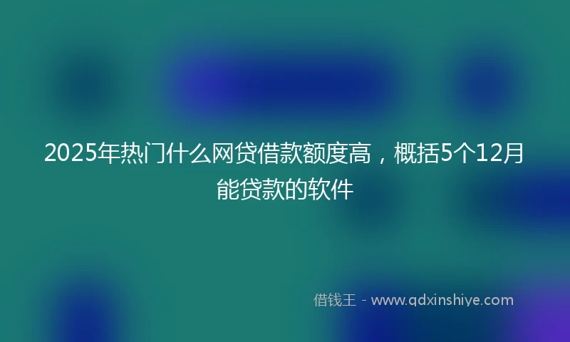 2025年热门什么网贷借款额度高，概括5个12月能贷款的软件