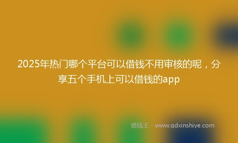 2025年热门哪个平台可以借钱不用审核的呢，分享五个手机上可以借钱的app
