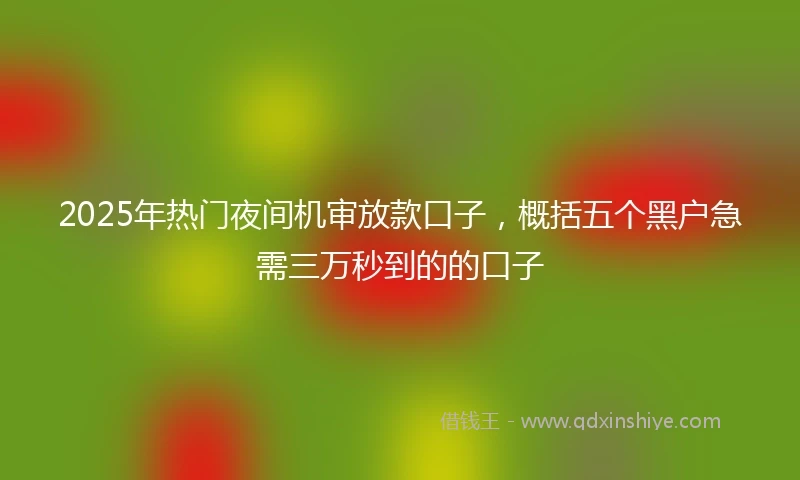 2025年热门夜间机审放款口子，概括五个黑户急需三万秒到的的口子