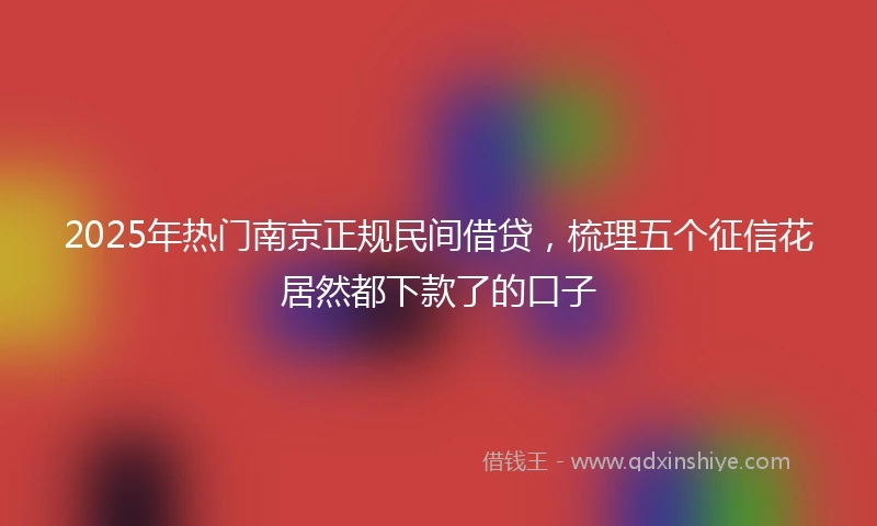 2025年热门南京正规民间借贷，梳理五个征信花居然都下款了的口子