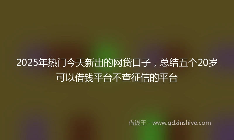 2025年热门今天新出的网贷口子,总结五个20岁可以借钱平台不查征信的平台