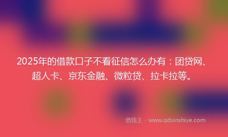 2025年的借款口子不看征信怎么办有：团贷网、超人卡、京东金融、微粒贷、拉卡拉等。