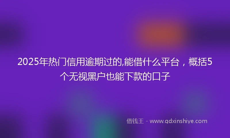 2025年热门信用逾期过的,能借什么平台，概括5个无视黑户也能下款的口子