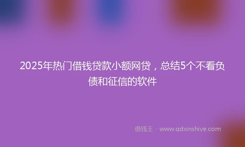 2025年热门借钱贷款小额网贷，总结5个不看负债和征信的软件