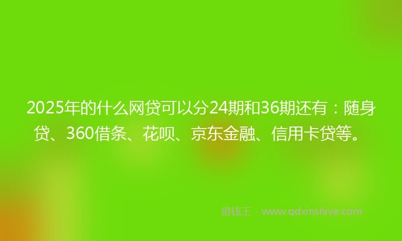 2025年的什么网贷可以分24期和36期还有：随身贷、360借条、花呗、京东金融、信用卡贷等。