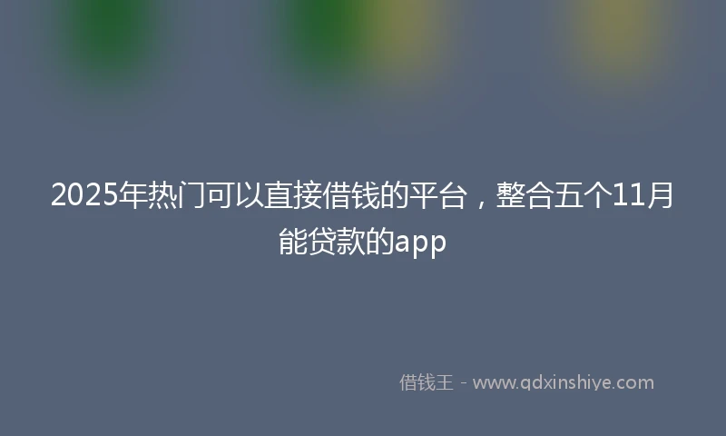 2025年热门可以直接借钱的平台，整合五个11月能贷款的app
