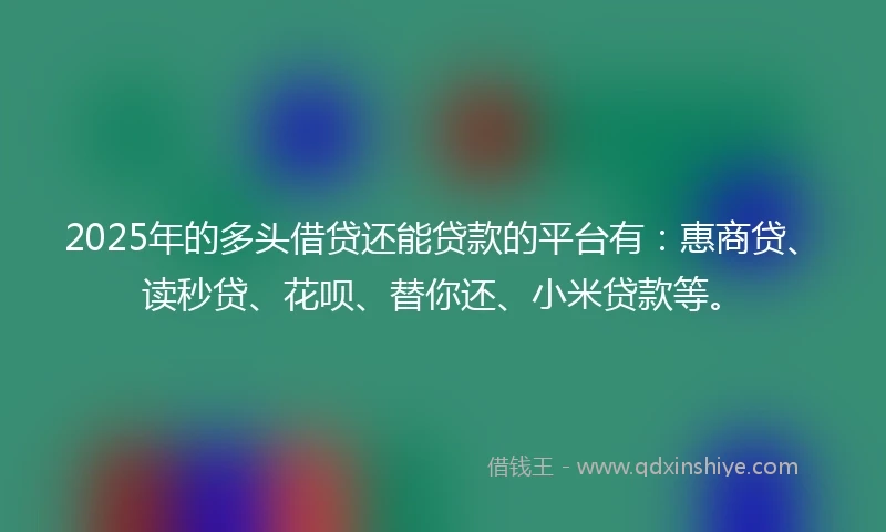 2025年的多头借贷还能贷款的平台有：惠商贷、读秒贷、花呗、替你还、小米贷款等。