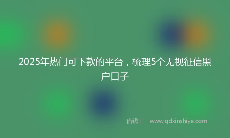 2025年热门可下款的平台，梳理5个无视征信黑户口子