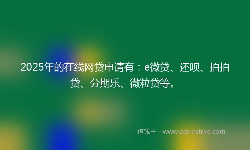 2025年的在线网贷申请有：e微贷、还呗、拍拍贷、分期乐、微粒贷等。
