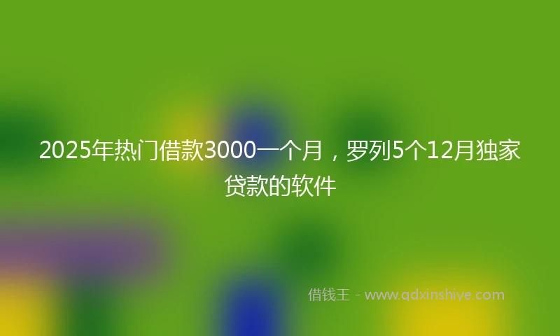 2025年热门借款3000一个月，罗列5个12月独家贷款的软件