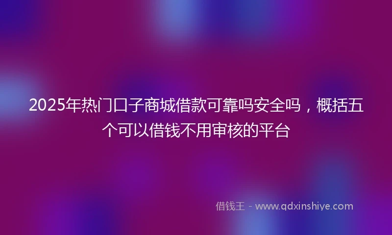 2025年热门口子商城借款可靠吗安全吗，概括五个可以借钱不用审核的平台