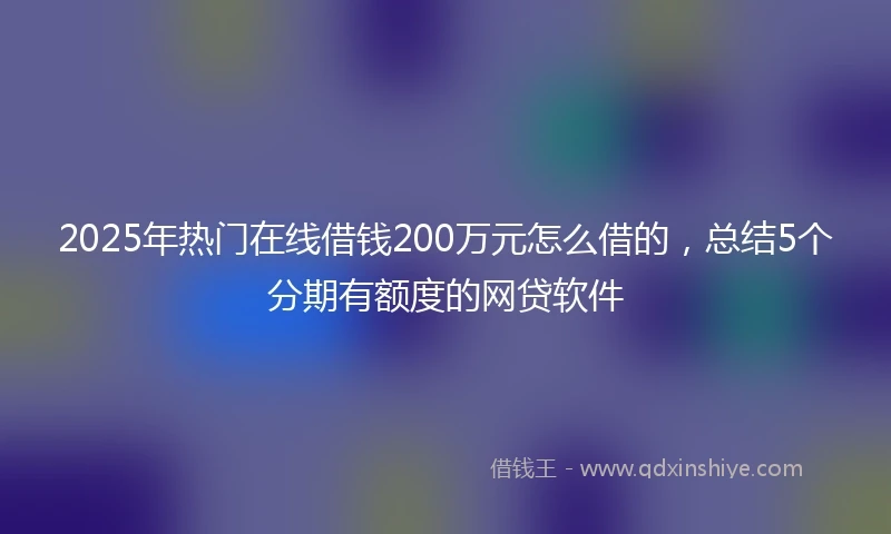 2025年热门在线借钱200万元怎么借的，总结5个分期有额度的网贷软件