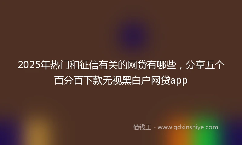 2025年热门和征信有关的网贷有哪些，分享五个百分百下款无视黑白户网贷app