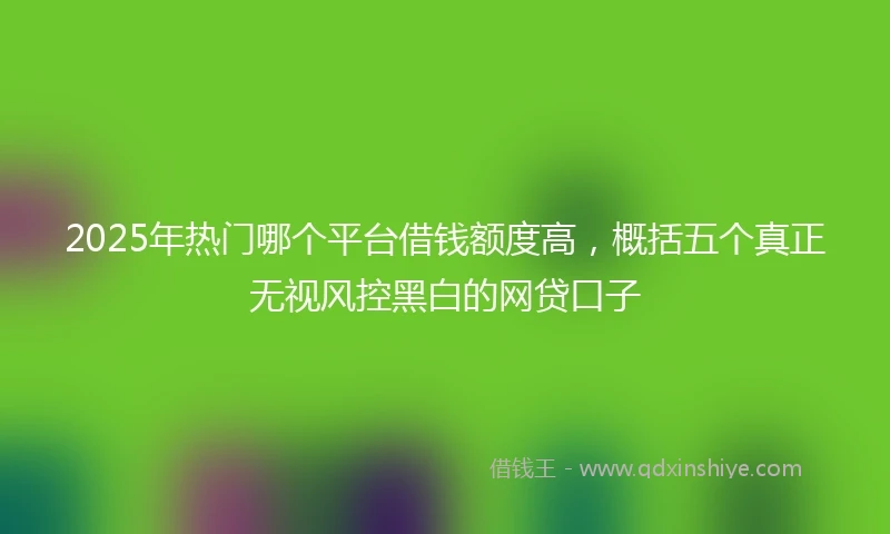 2025年热门哪个平台借钱额度高，概括五个真正无视风控黑白的网贷口子
