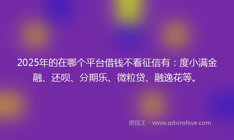 2025年的在哪个平台借钱不看征信有：度小满金融、还呗、分期乐、微粒贷、融逸花等。