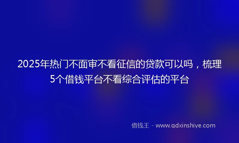 2025年热门不面审不看征信的贷款可以吗，梳理5个借钱平台不看综合评估的平台