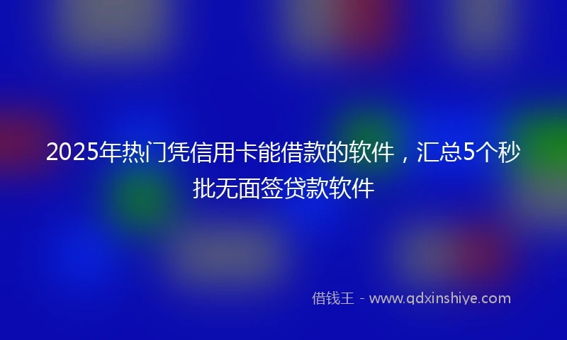 2025年热门凭信用卡能借款的软件，汇总5个秒批无面签贷款软件
