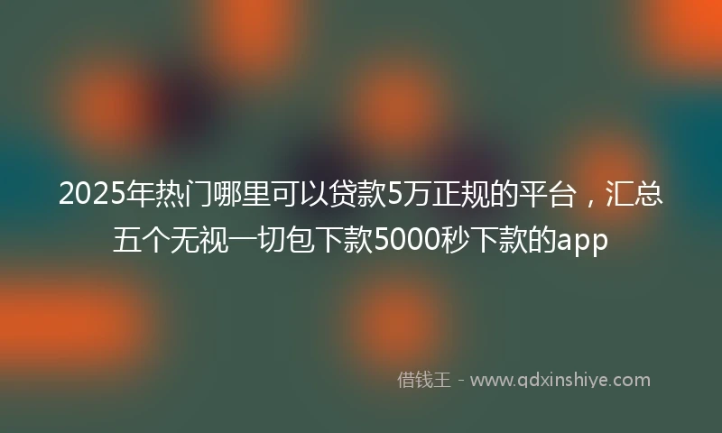 2025年热门哪里可以贷款5万正规的平台，汇总五个无视一切包下款5000秒下款的app