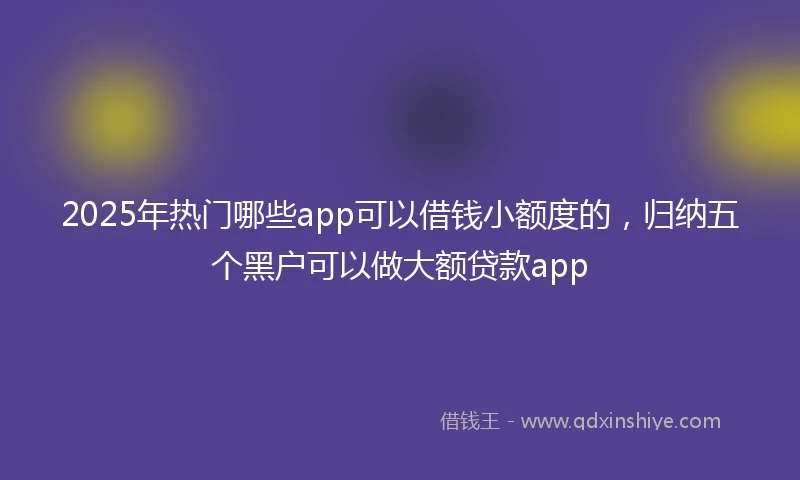 2025年热门哪些app可以借钱小额度的，归纳五个黑户可以做大额贷款app