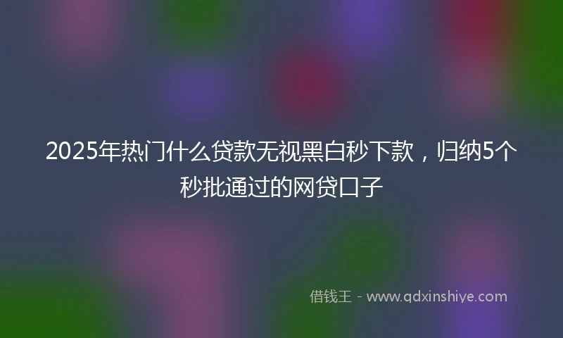 2025年热门什么贷款无视黑白秒下款，归纳5个秒批通过的网贷口子