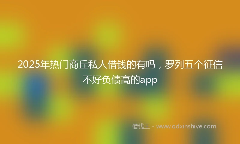 2025年热门商丘私人借钱的有吗，罗列五个征信不好负债高的app